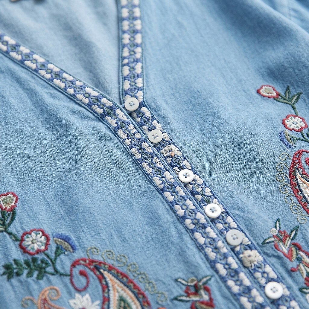 Embroidered Boho 100% Cotton Top