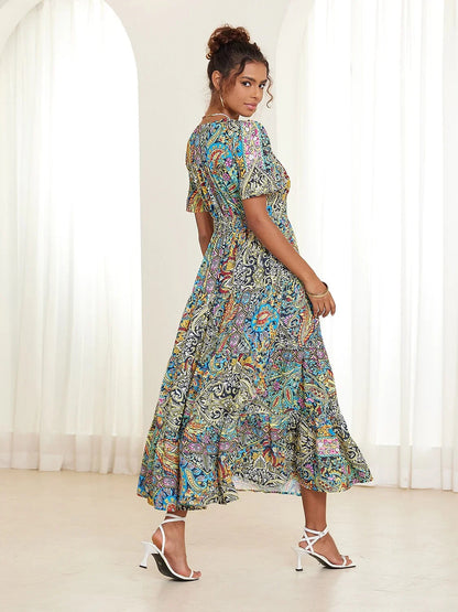 Chic Boho Paisley Layered Maxi Dress