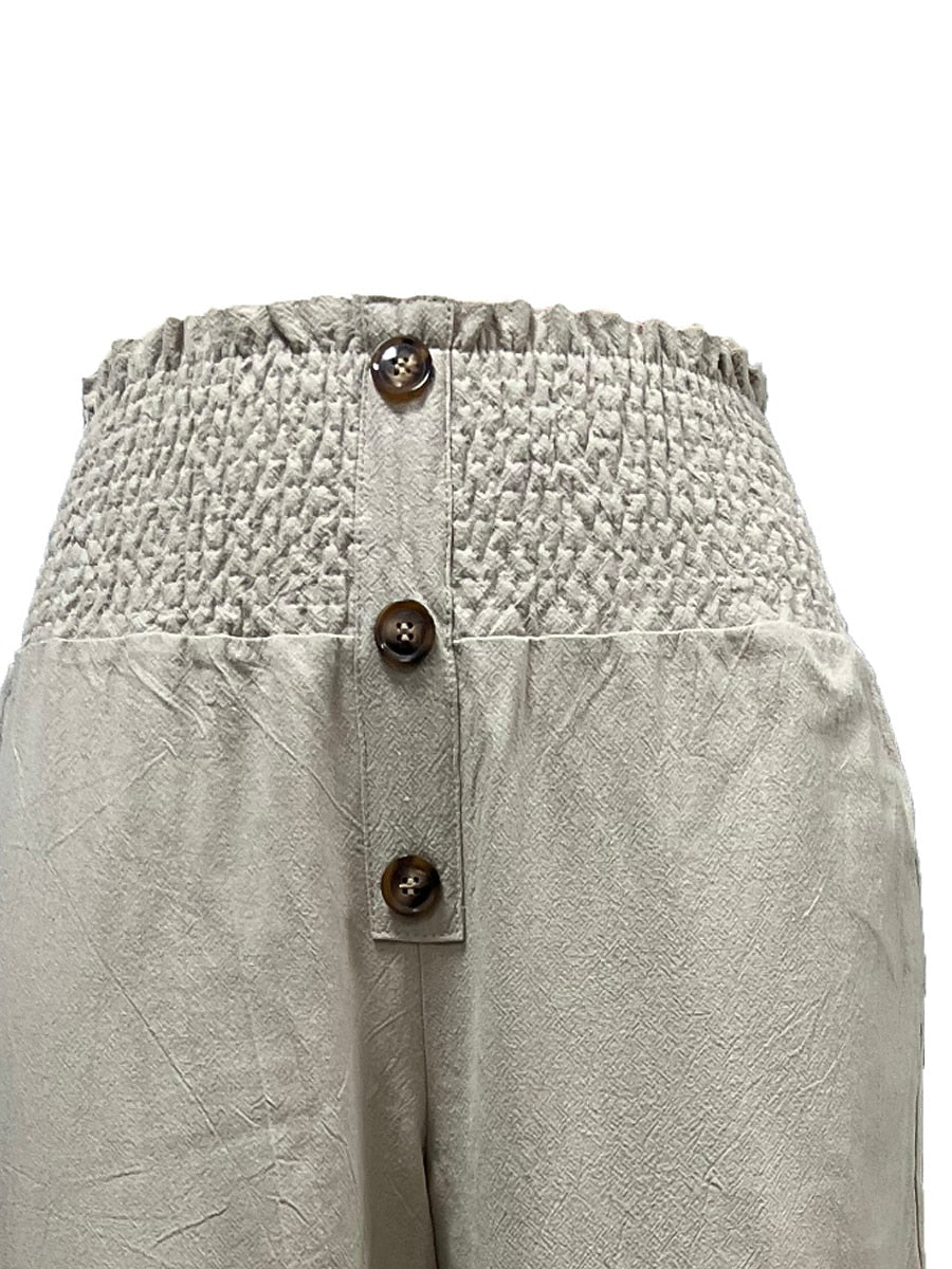 Women's Cotton Linen Wide Leg Pants