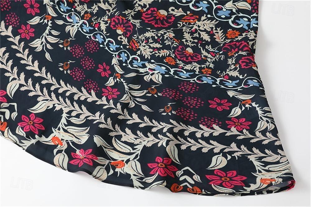 Urlaubs-Maxikleid aus Chiffon mit Rüschen und V-Ausschnitt