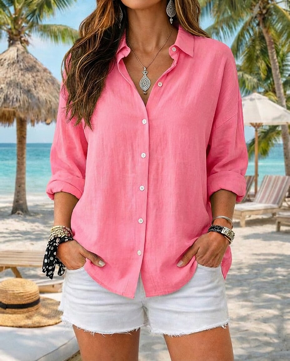 Women's 100% Cotton Long Sleeve Shirt