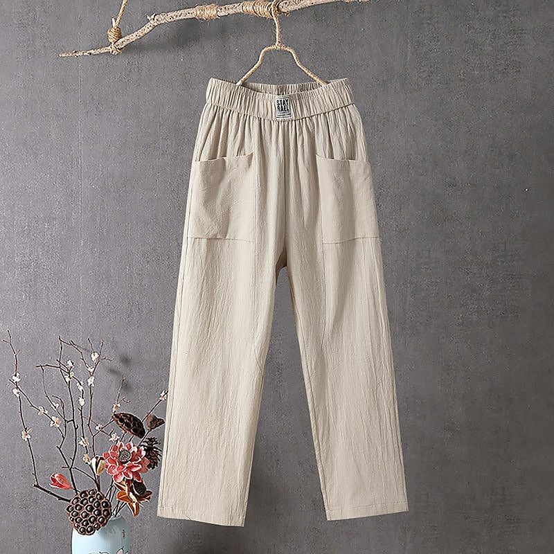 Cotton Linen Drawstring Baggy Pants