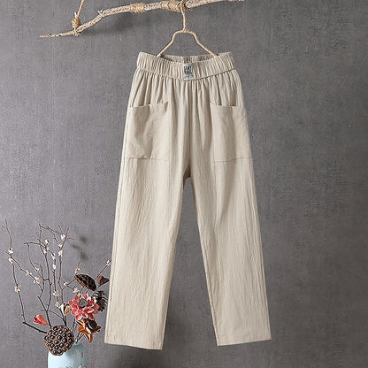 Cotton Linen Drawstring Baggy Pants