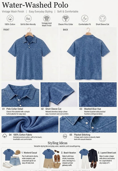 SoftFade Vintage 100% Cotton Henley Shirt