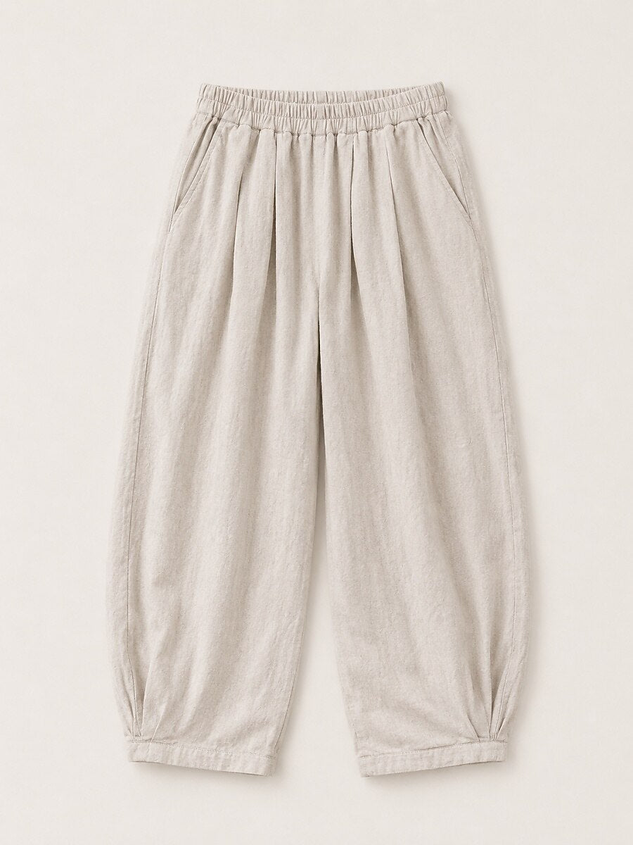 Women's Linen Elastic-Waist Casual Slacks
