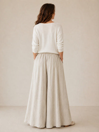 Women's Linen Wide-Leg Resort Pants