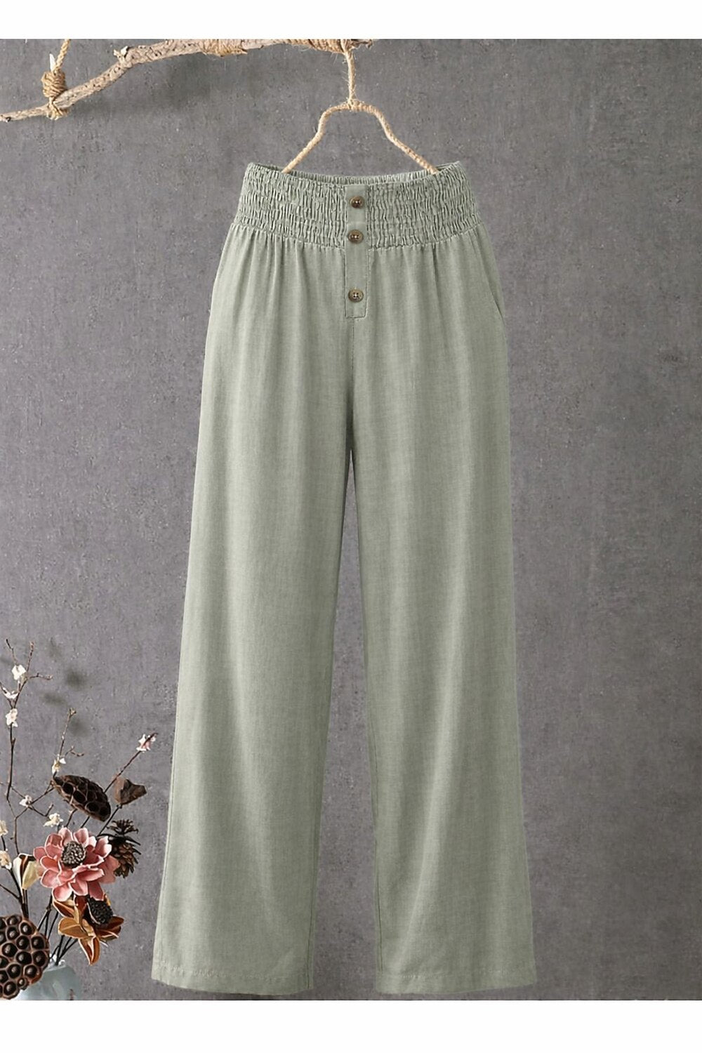 Women's Cotton Linen Wide Leg Pants