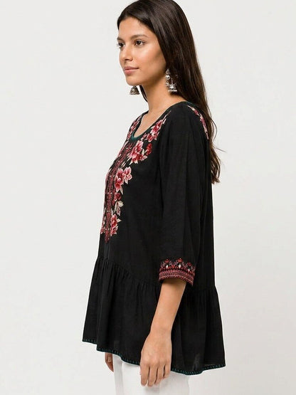 Embroidered 100% Cotton Tunic Shirt