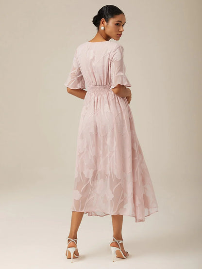 Ruffle Flutter Lace Maxi Dress