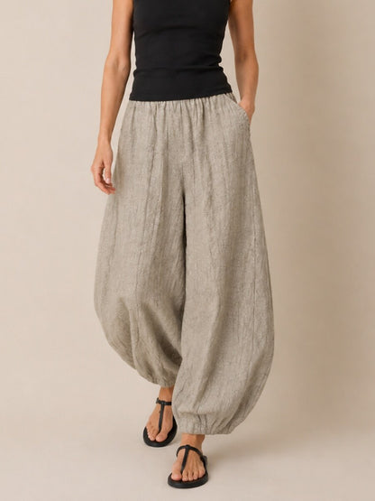 Premium Linen Full-Length Balloon Pants
