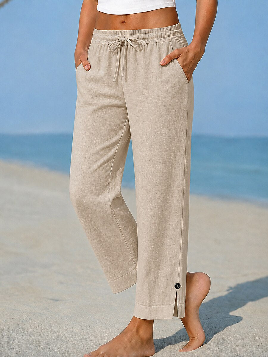 Cotton Linen Pocket Casual Pants
