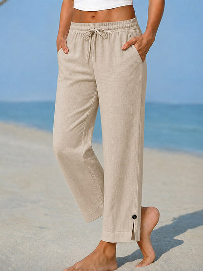 Cotton Linen Pocket Casual Pants