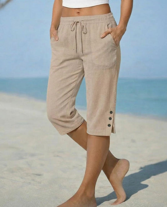 Women's Cotton Linen Capri Pants