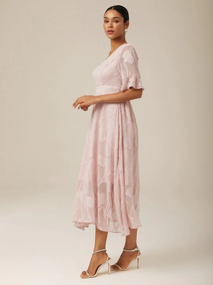 Ruffle Flutter Lace Maxi Dress