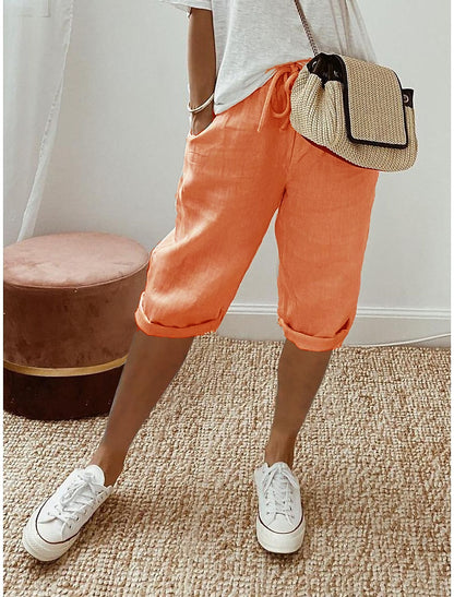 Women's Cotton Linen Capri Pants