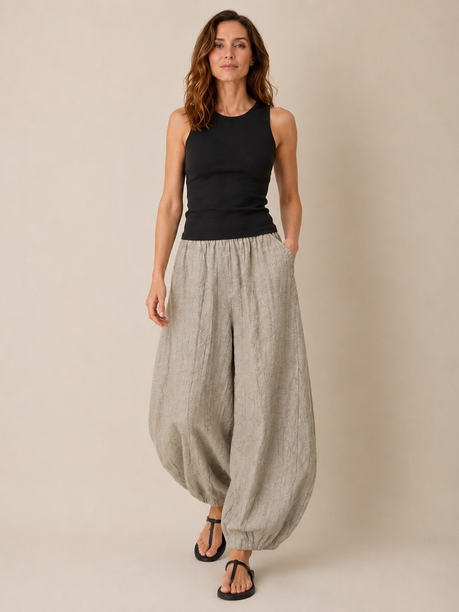 Premium Linen Full-Length Balloon Pants