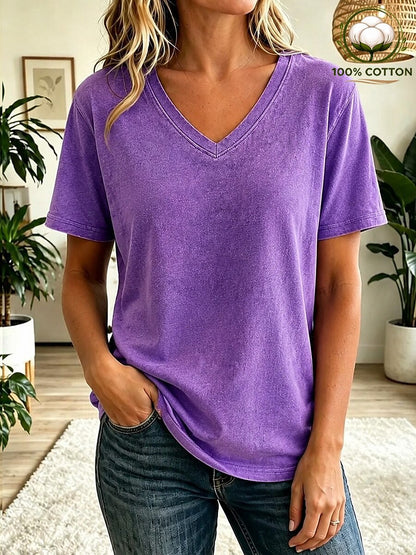 Women's 100% Cotton V Neck Tee