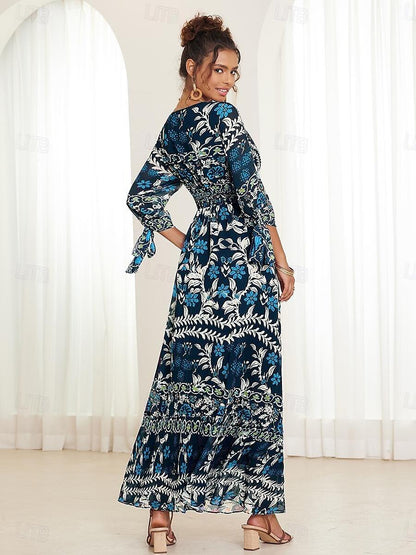 Bohemian Floral Chiffon Maxi Dress