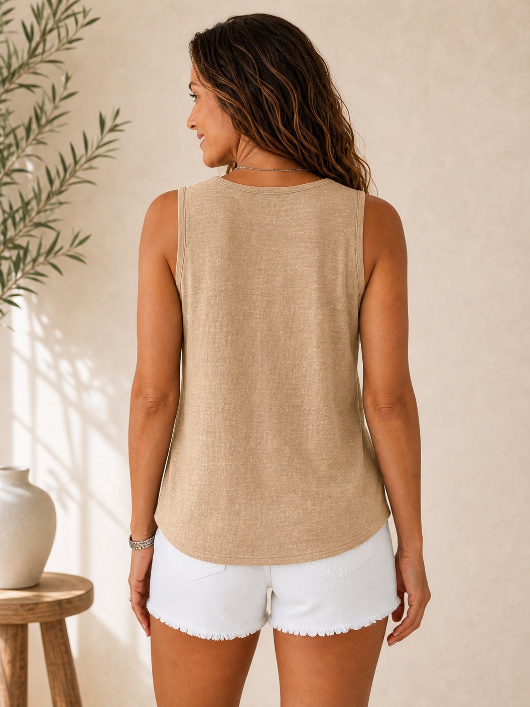 Cozy 100% Cotton Sleeveless V Neck