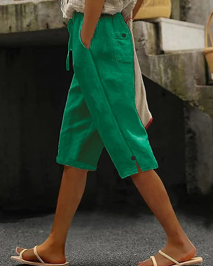Women's Cotton Linen Capri Pants