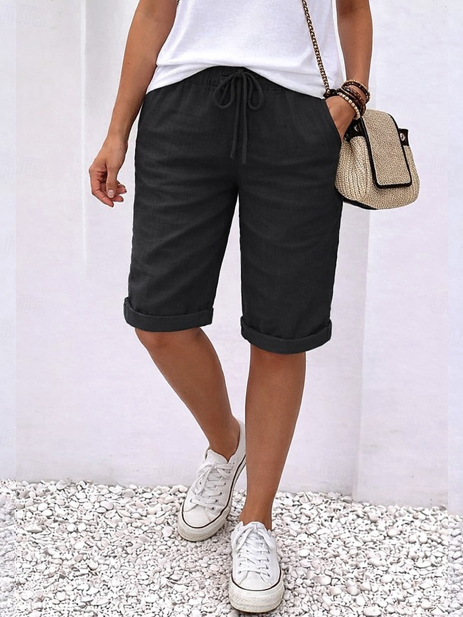 Women's Cotton Linen Capri Pants