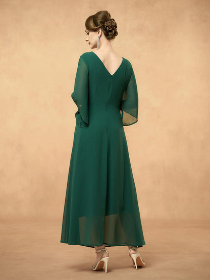 Twisted Ruffle Pearl yarn Maxi Dress