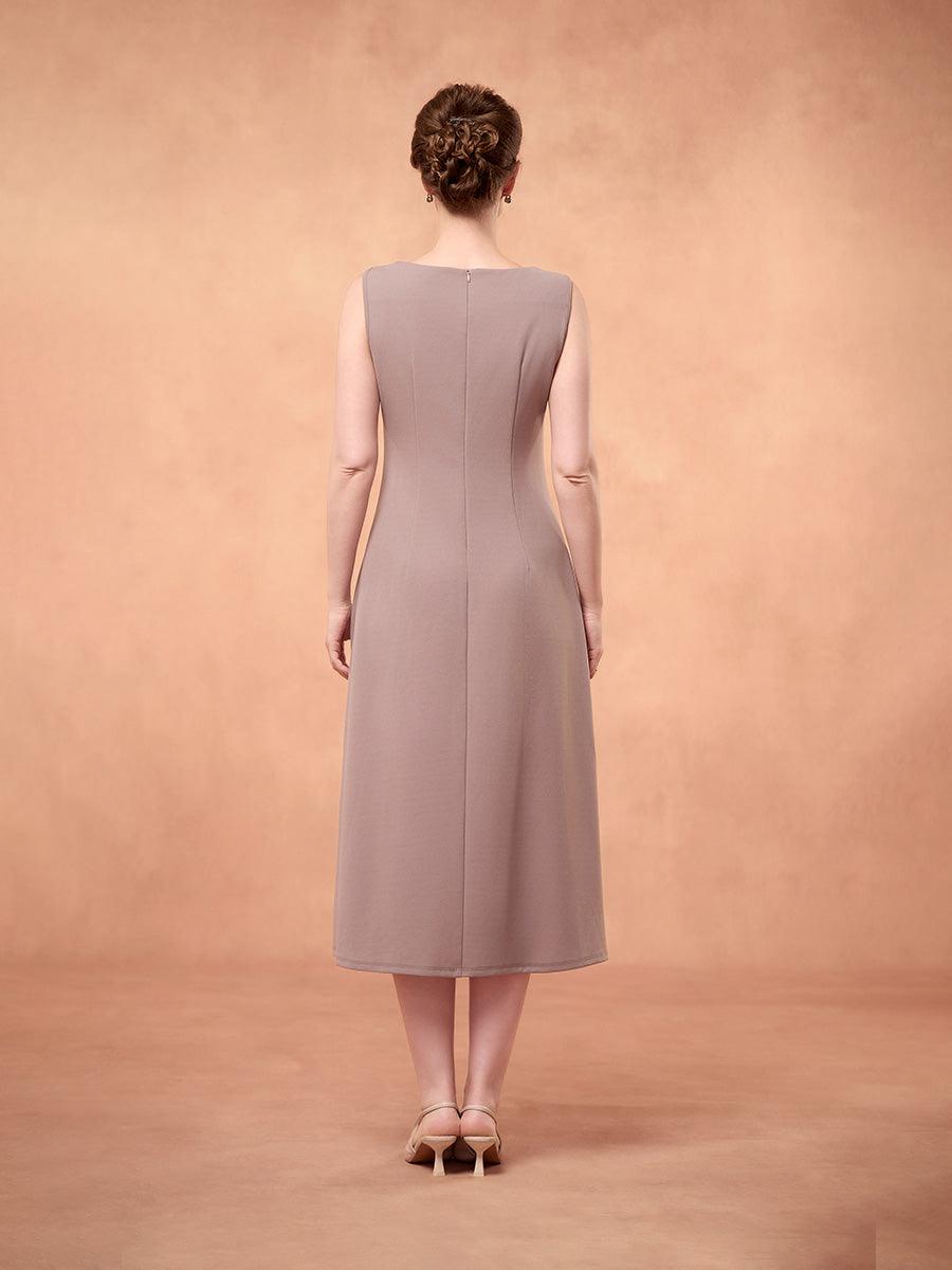 Zweiteiliges Kleid aus Chiffon, Netzspitze, bestickten Rüschen und Blumen