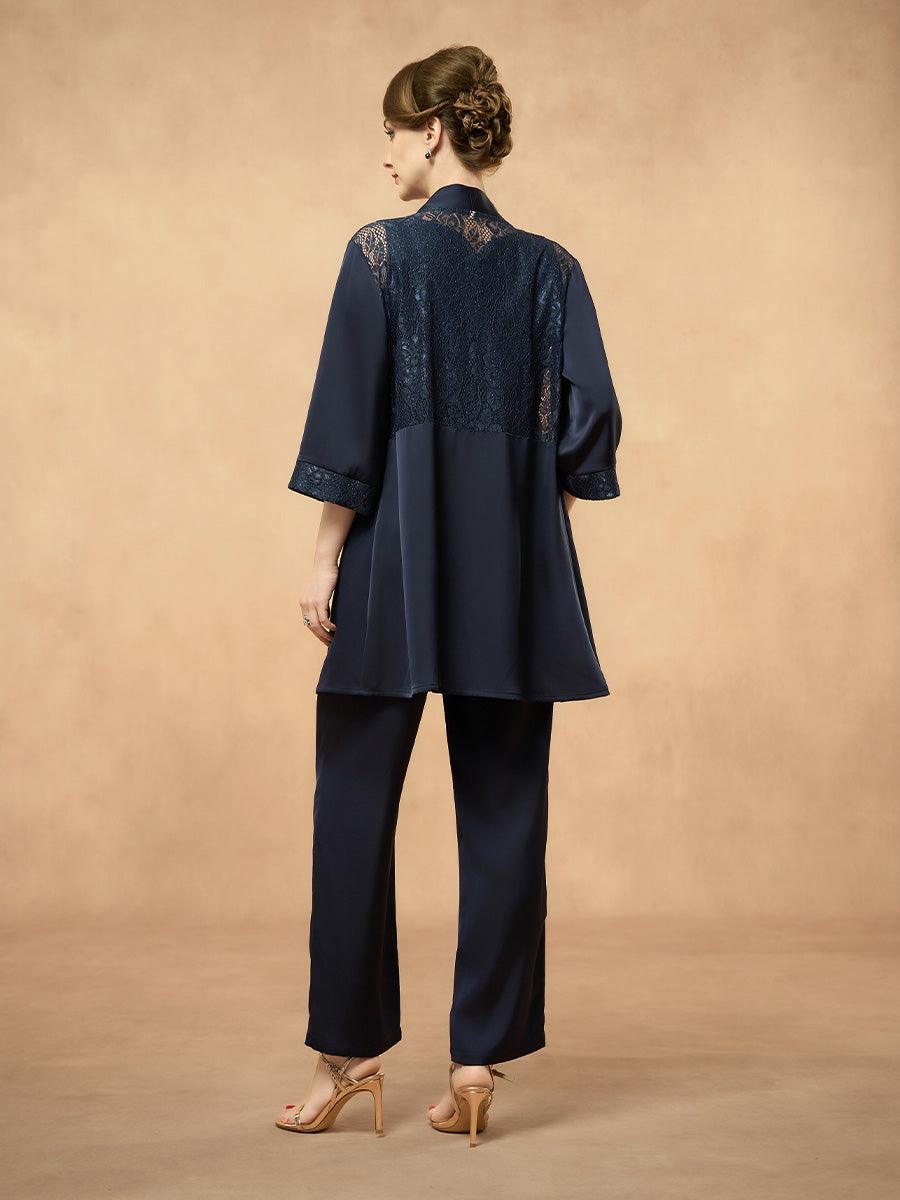 Grünes Chiffon-Set mit Blumenmuster und Schleife