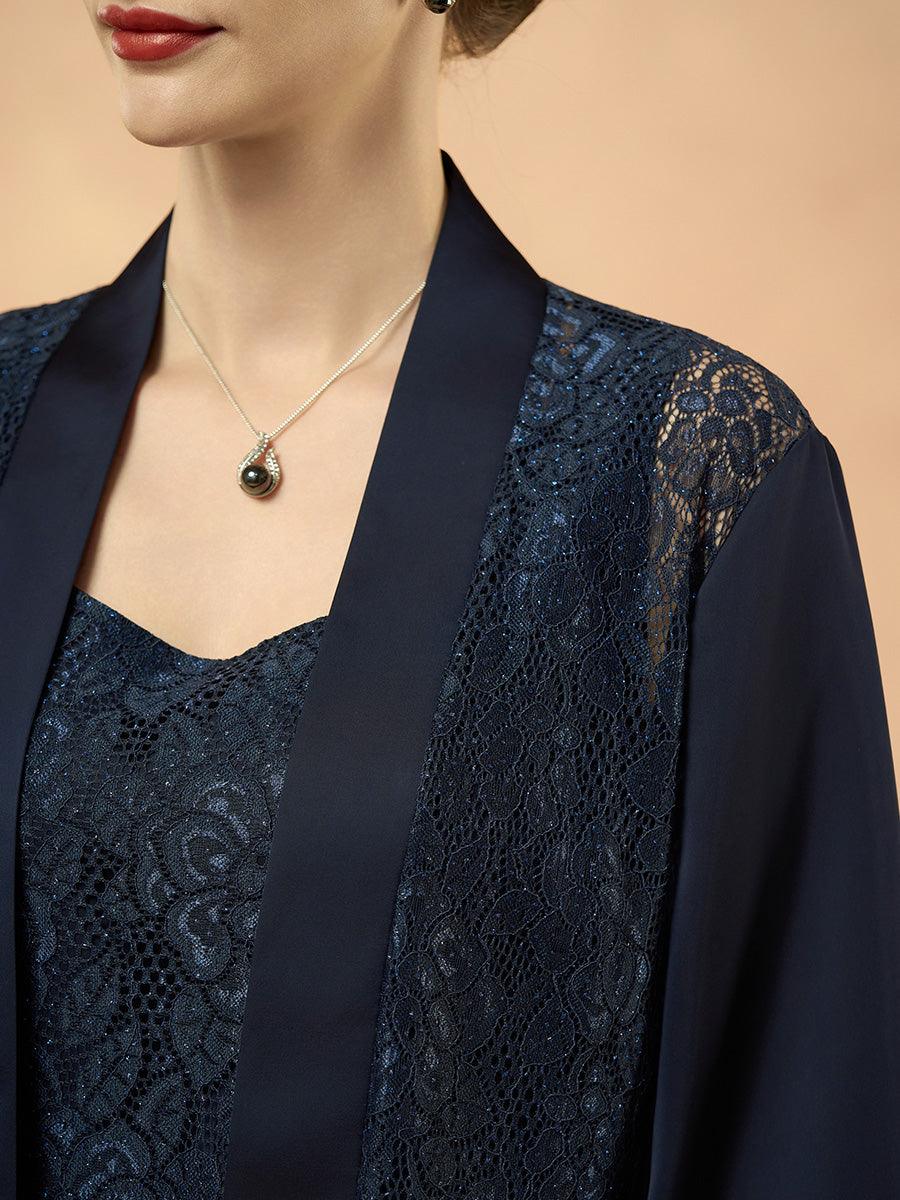 Grünes Chiffon-Set mit Blumenmuster und Schleife