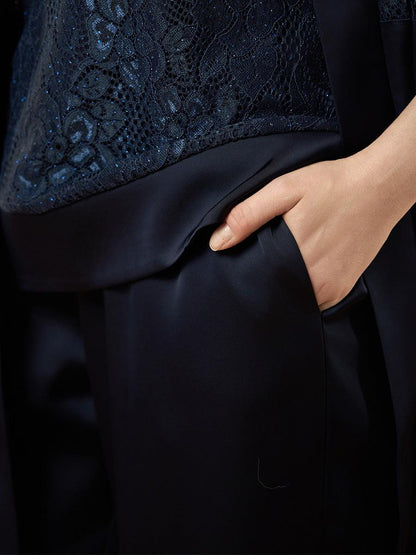 Pantalon uni à jambe large et taille haute