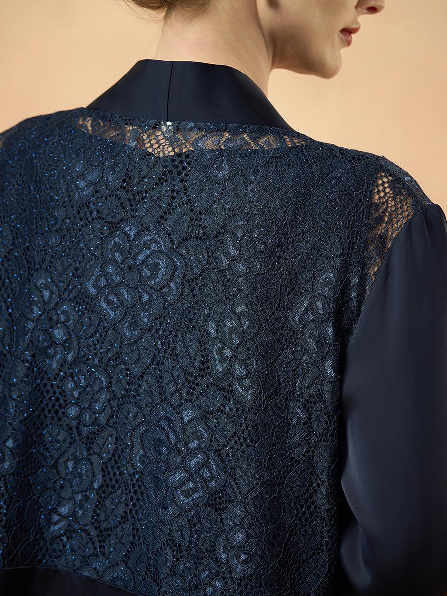 Grünes Chiffon-Set mit Blumenmuster und Schleife