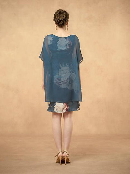 Lässiges Chiffonkleid mit Blumenmuster und kurzen Ärmeln