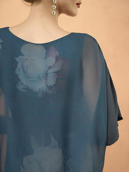Lässiges Chiffonkleid mit Blumenmuster und kurzen Ärmeln