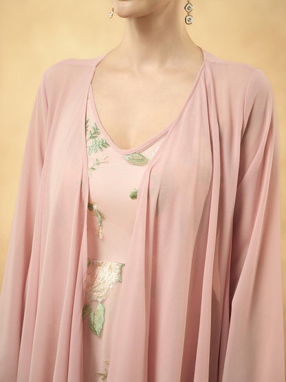 Embroidered Lace Chiffon Dress Set