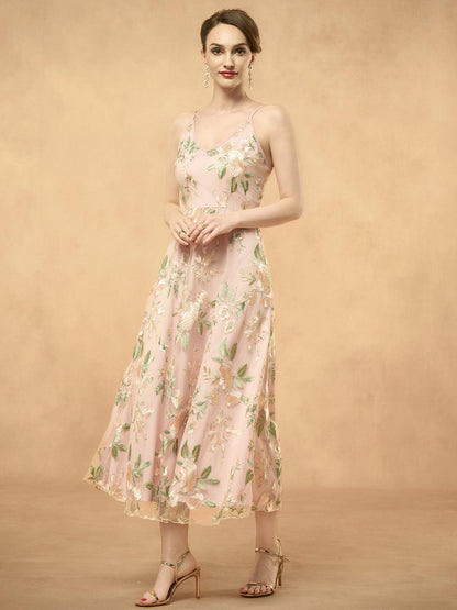 Embroidered Lace Chiffon Dress Set