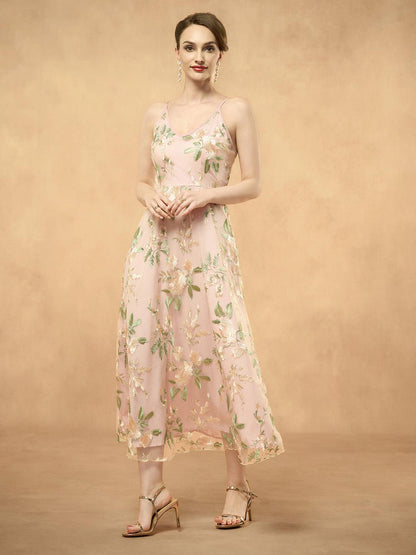 Embroidered Lace Chiffon Dress Set
