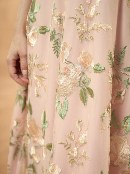 Embroidered Lace Chiffon Dress Set