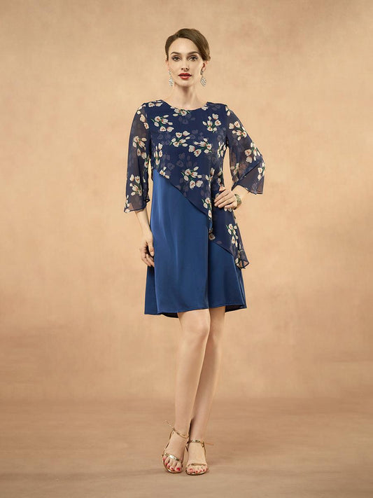 Floral Patchwork Chiffon Dress