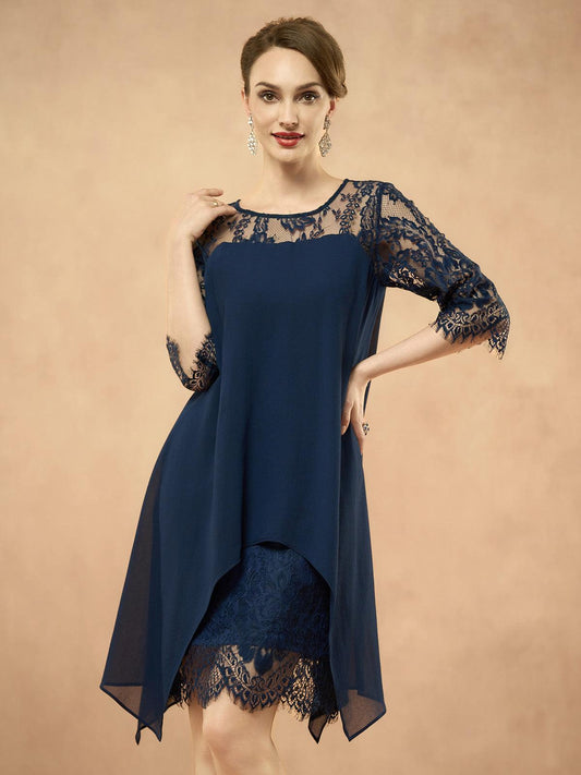 Split Thigh Lace Chiffon Dress