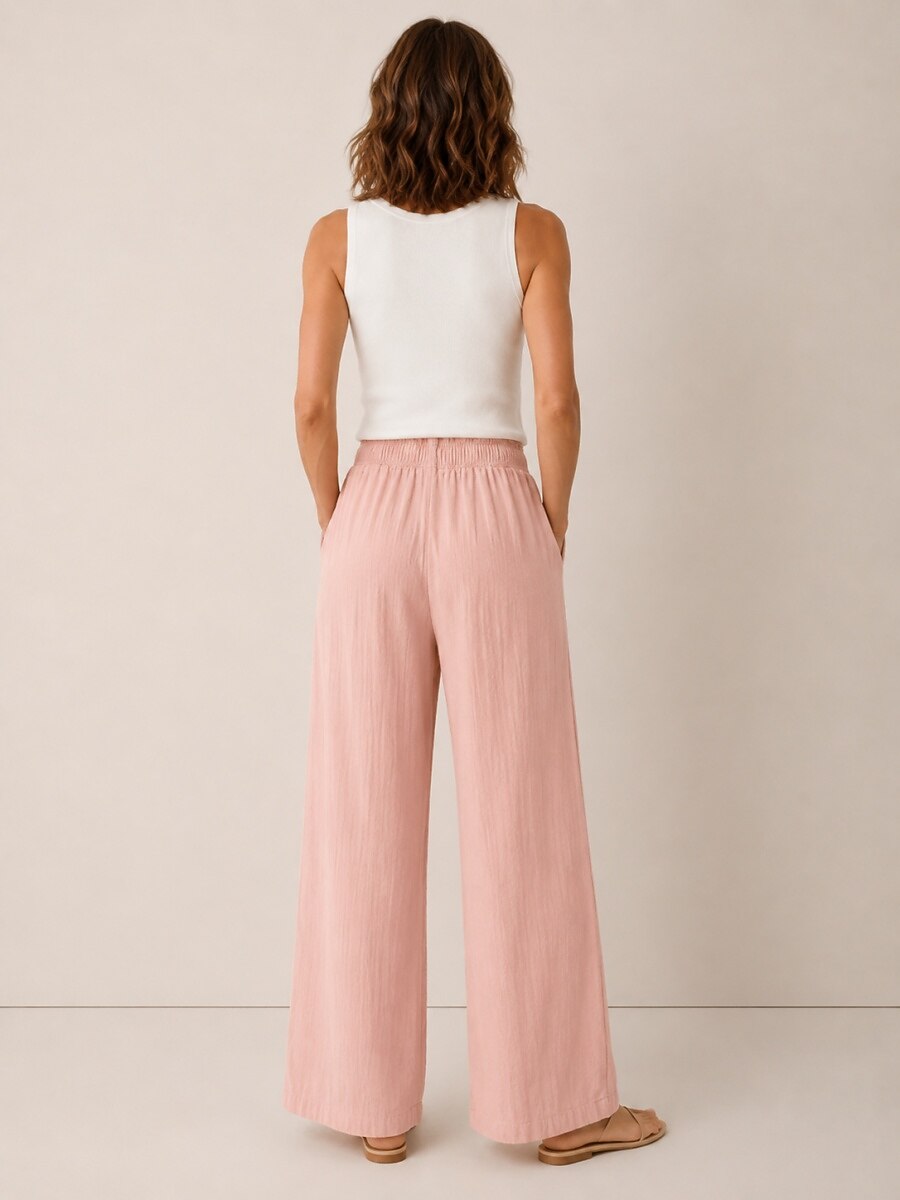 Women's Linen Drawstring Wide-Leg Culottes