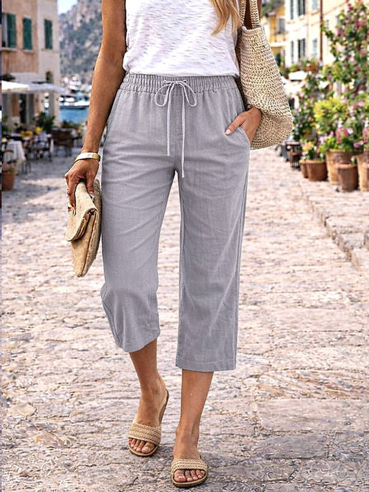 Capri Cotton Linen Pants