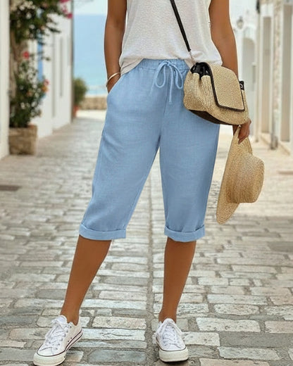 Women's Cotton Linen Capri Pants