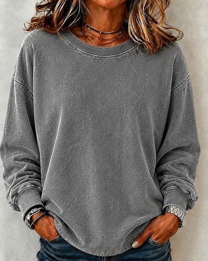 Washed 100% Cotton Crewneck Sweatshirt