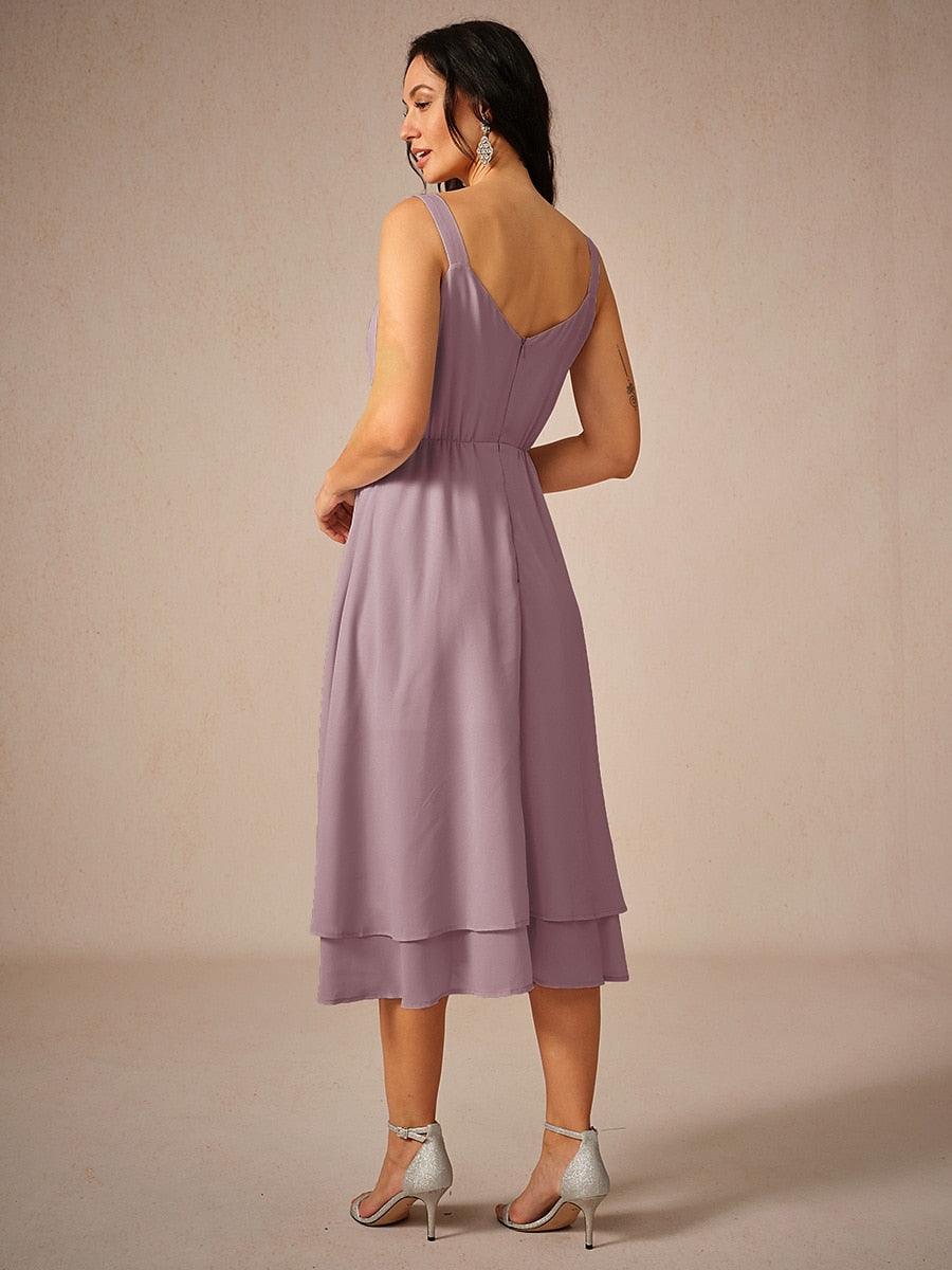 Ensemble robe en mousseline de soie et dentelle de couleur unie