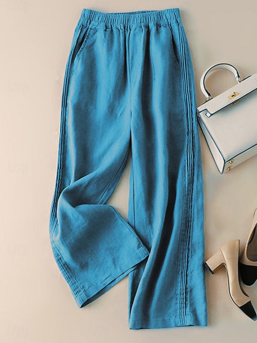 Women's Cotton Linen Wide Leg Pants