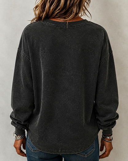 Washed 100% Cotton Crewneck Sweatshirt