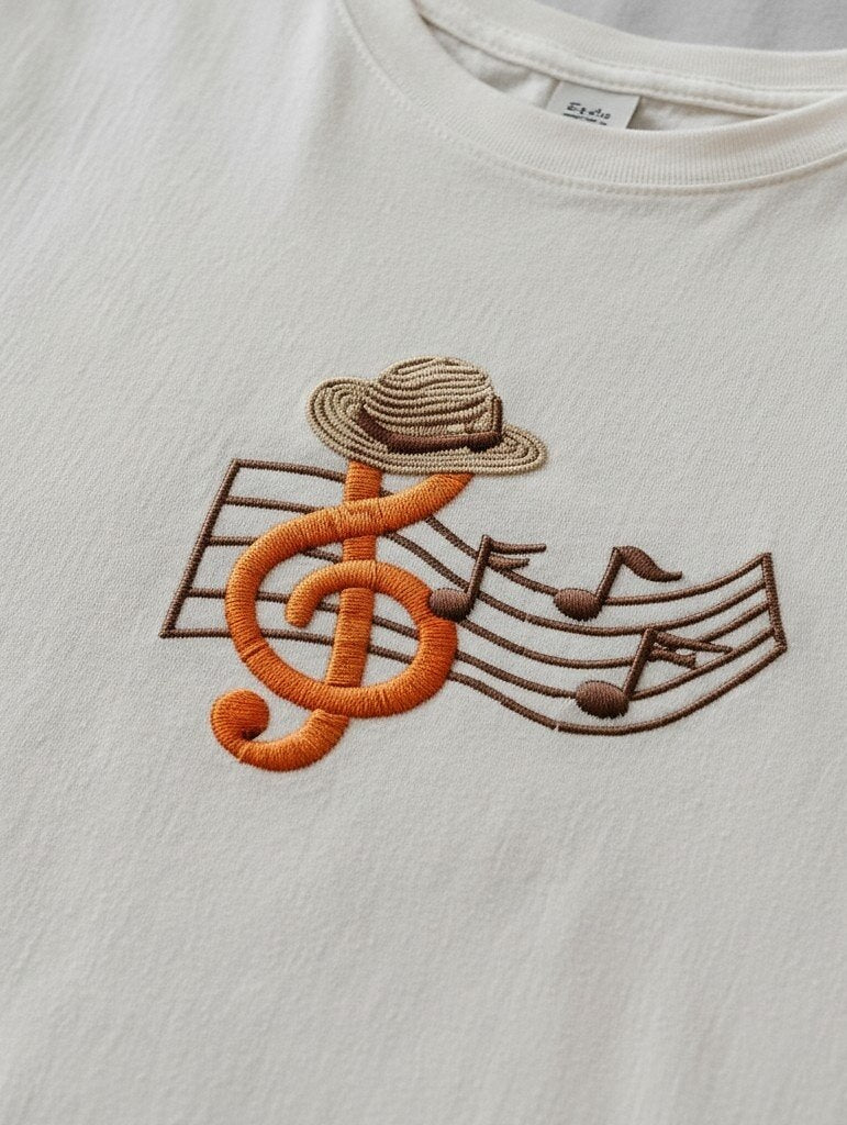 Embroidered 100% Cotton Music Tee
