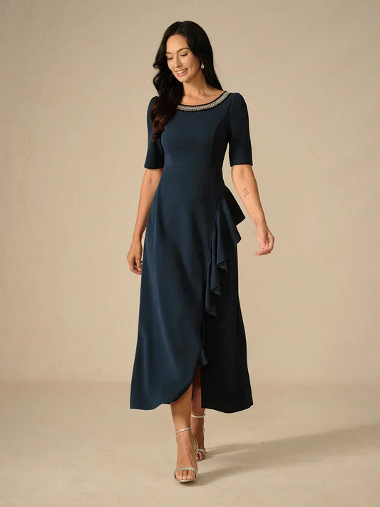 Robe longue élégante à volants