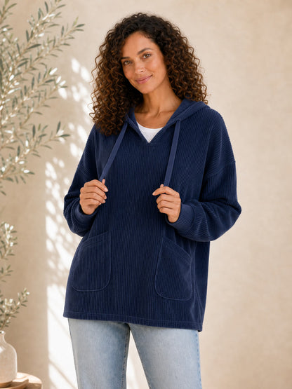 100% Cotton Corduroy Hooded Top