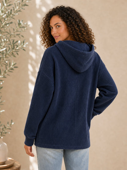 100% Cotton Corduroy Hooded Top